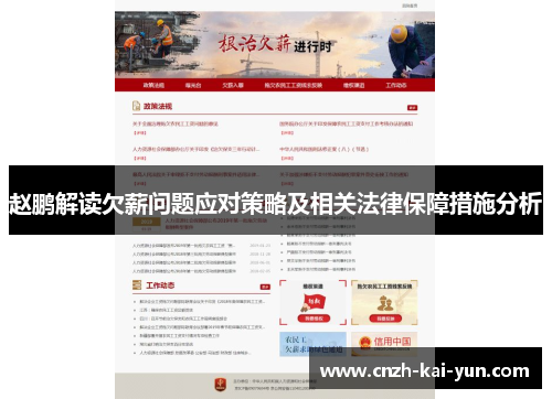 赵鹏解读欠薪问题应对策略及相关法律保障措施分析